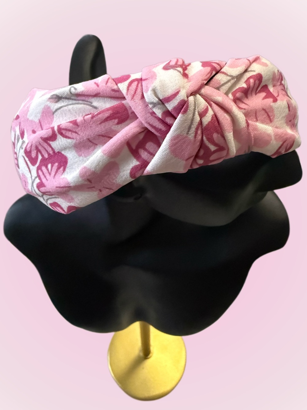 Pink Floral Twist Knotted Headband